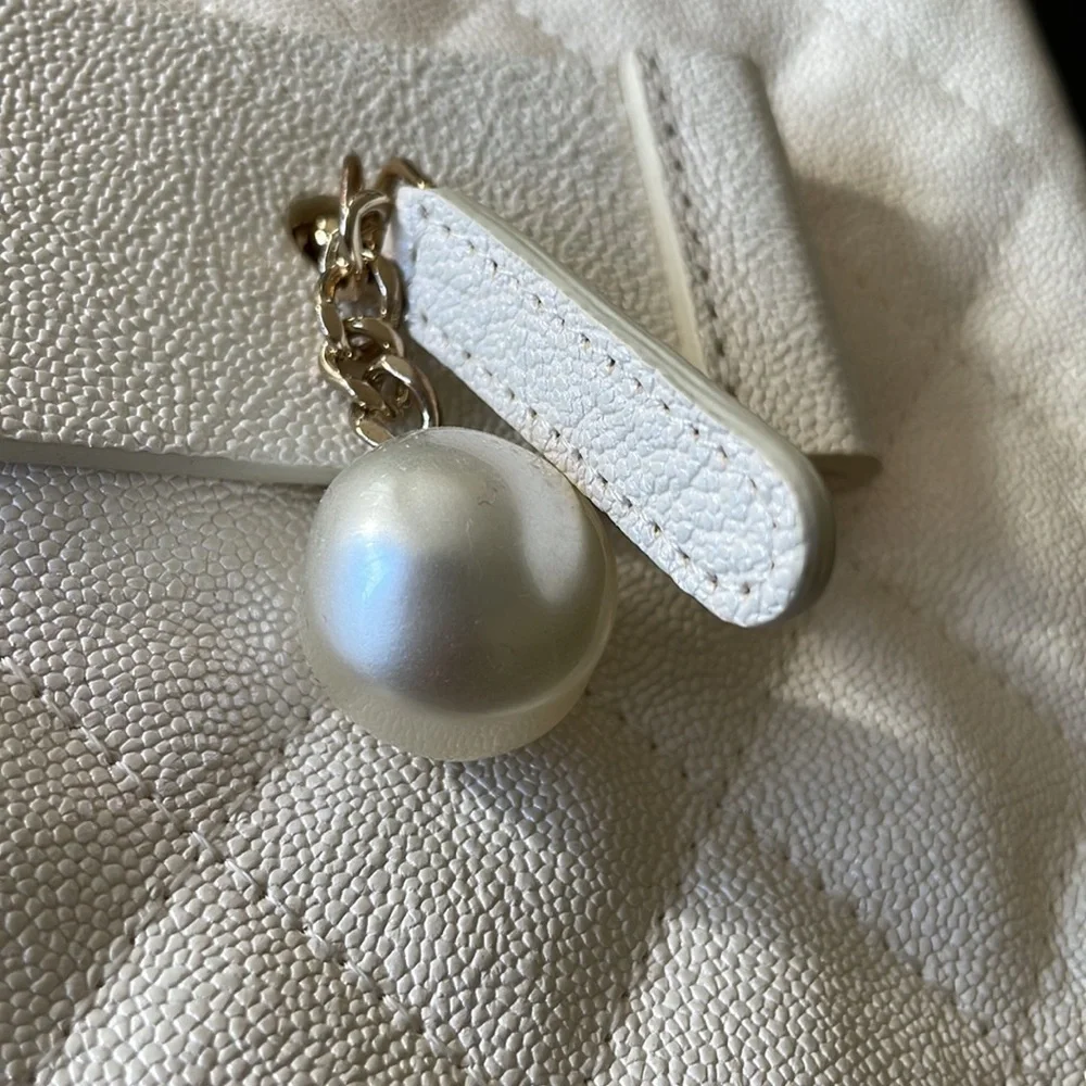 Chanel extremely rare iridescent white caviar o case clutch bag large 13x9 wrist